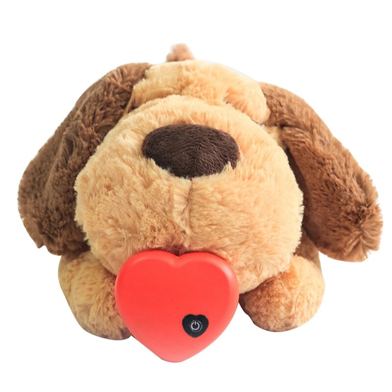 The Petsspark listing photo: a tan plush puppy with a red heart-shaped pad.